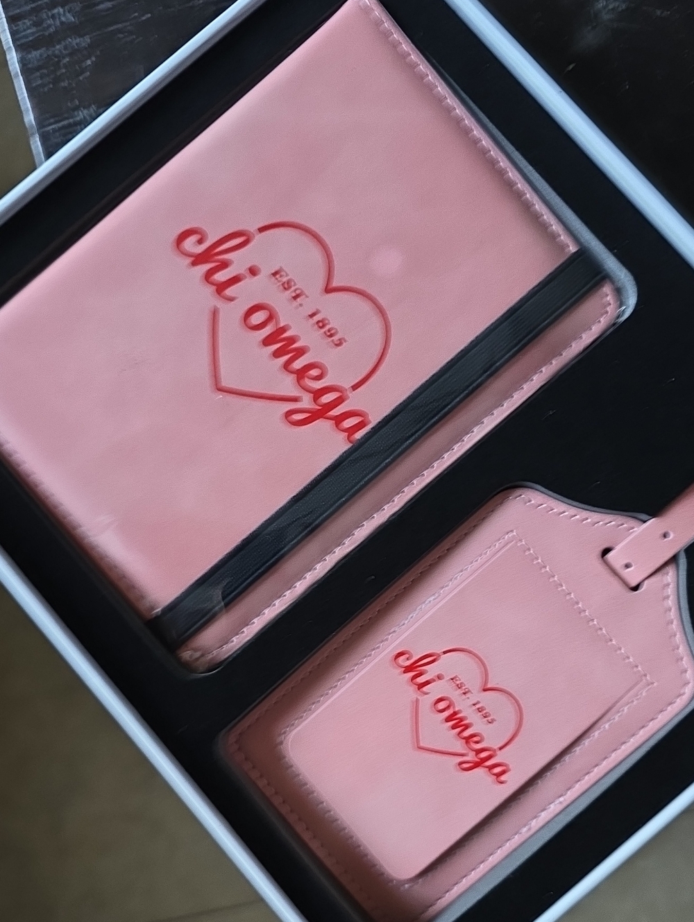 NIB! CHI OMEGA Sorority Bag Tag & Passport Cover